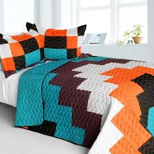 It's possible you'll discovered one other blue and orange comforter sets higher design ideas. Turquoise Blue Orange Black White Geometric Teen Bedding Full Queen Kidsroomtreasures Com