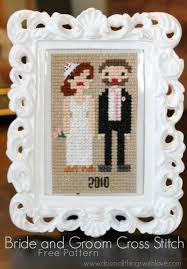 The pattern is from soda stitch out of south korea and originally the bottom of her dress was pink. Bride And Groom Cross Stitch Sugar Bee Crafts