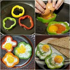 Oeuf Au Plat En Forme De Fleur Realise Avec Des Tranches De Poivrons En Guise D Emporte Pieces Fast Easy Healthy Breakfast Easy Healthy Breakfast Food