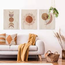 Here at aliexpress, you can also find plenty of styles of wall stickers, such as nordic, simple and cute. Buy Cute Tapestry Wall Hanging Sun Botanical Abstract Art Tapestries Living Room Bedroom Dorm Wall Art Home Decor 15 7x19 7 Pack Of 3 Yellow Online In Poland B08pbzmdlb
