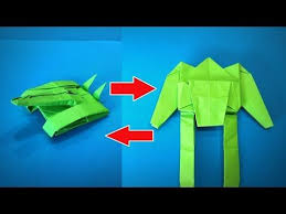 Origami Transformer How To Make A Paper Transformer Turns Into Tank Origami Robot Diy Youtube In 2020 Diy Robot Origami Creative Kids Crafts