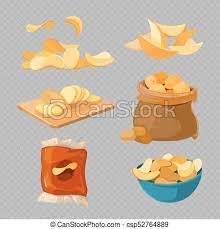 Salty Fried Potato Chips Snacks Isolated On Transparent Background Vector Stock Illustration Royalty Free Illust Potato Chips Fried Potato Chips Snack Chips