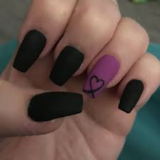 Matte Black N Purple Coffin Nails Violet Nails Black Nail Designs Purple Nail Designs