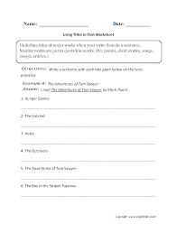 Using Titles In Text Worksheets Grammar Mechanics Letter Worksheets For Preschool Letter D Worksheet