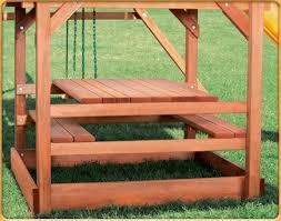 Convertible Picnic Table For Swingset Also Sandbox Benches Stage Lemonade Stand Picnic Table Backyard Trees Landscaping Backyard Sandbox