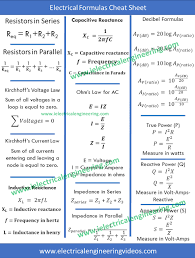 13 Electrical Formulas Cheat Sheet For Engineers Electrical Engineering Books Electrical Engineering Projects Electrical Engineering