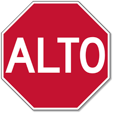 I got out the stop sign, gave it to (child) and explained that if he wanted to stop for a short while, to stop to eat or drink, or just to rest, or stop for today, or stop. Alto Sign Spanish Stop Sign 30x30 Stopsignsandmore Com