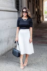 Black And White Skirt Outfit Tips On Improving Your Work Wardrobe Glam Radar Pleated Skirt Outfit White Skirt Outfits White Pleated Skirt