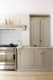Our Beautiful Shaker Cabinets Painted In Mushroom Look So Lovely With This Smeg Opera Range Cooker And W Beige Kitchen Taupe Kitchen Cabinets Taupe Kitchen