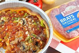 Chicago Style Deep Dish Brat Pizza Recipe In 2020 Deep Dish Deep Dish Pizza Recipes