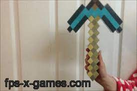 Animated Gif Of The Life Sized Diamond Pickaxe From Fpsx Games Paper Crafts Papercraft Templates Minecraft Diamond Pickaxe