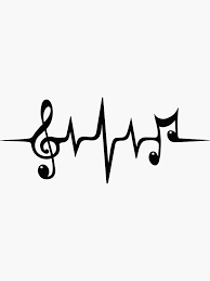 Black And White Music Notes Drawing Music Pulse Heartbeat Notes Clef Frequency Wave Sound Festival Sticker By Anne Mathiasz Music Notes Art Music Notes Tattoo Music Notes Drawing