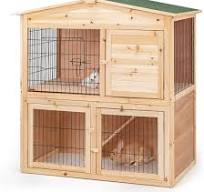 lionto Clapier en Bois à Deux étages avec Rampe, 98x54x100 cm, Toit en  Bitume Hydrofuge et Grillage métallique, clapier d’extérieur résistant à ...