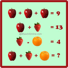 Find Missing Number Riddle Apple Strawberry Orange Bhavinionline Com Basic Algebra Riddles Number Riddles
