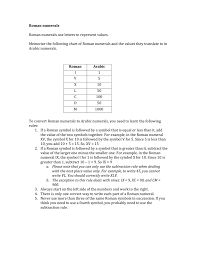 Roman Numerals Roman Numerals Use Letters To Represent Values