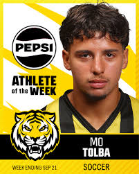 Second-year striker Mo Tolba is this week's male @PepsiCo Athlete of the  Week. On Friday, Mo scored the game-winning goal for the Tigers in their 3-  win over the Mounties. He followed