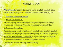 Struktur Teks Prosedur Kompleks Yang Pertama Yaitu