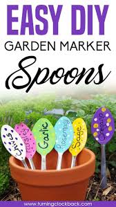 Write or stamp the name of the plant on the rim of a broken pot using a permanent marker or paint pens and plant them into the ground. Easy Diy Garden Markers Turning The Clock Back