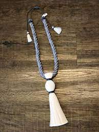 Bruja Necklace In Grey By Caralarga Necklace Handcrafted Jewelry Tassel Necklace