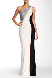 Abs By Allen Schwartz Mesh Insert Colorblock One Shoulder Gown Nordstrom Rack Lace Evening Dresses One Shoulder Gown Evening Dresses For Weddings
