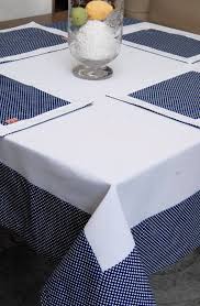 Linen Cotton Tablecloth With Dots Decorationcloth Blue Border Etsy Table Cloth Table Covers Sewing Table