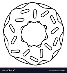 Line Art Black And White Donut Coloring Page For Adults And Kids Sweet Food Vector Illustration For Icon St Donut Coloring Page Donut Drawing Coloring Pages