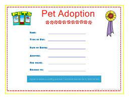 Pet Adoption Certificate For The Kids To Fill Out About Their Pet Pet Adoption Certificate Adoption Certificate Pet Adoption Party
