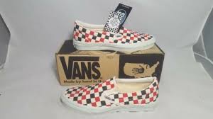 Black And White Checkered Vans Slip Ons Vintage Vans Slip On Shoes Red Black And White Checker Made Usa 9 Nos Old Skool Vans Slip On Vans Slip On Shoes Slip On
