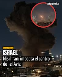 📰☄️🇮🇱| Un misil lanzado desde Irán impactó hoy en el centro de Tel Aviv,  causando al menos una muerte y múltiples heridos mientras sirenas y  explosiones se escuchaban por toda la ciudad