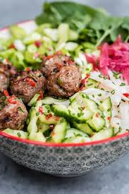 Vietnamese Pork Meatballs With Rice Noodle Salad Bun Cha Ha Noi Paked Pan Asian Calories Stir Fry Ground Pork Recipes Pork Recipes Vietnamese Pork Meatballs