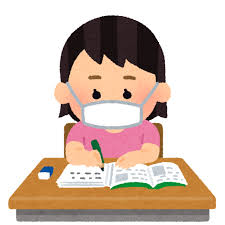 マスクを付けて授業を受ける学生のイラスト | かわいいフリー素材集 ...
