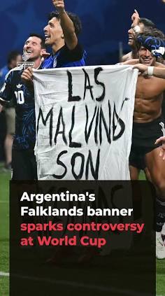 Argentina players displayed the controversial Falklands banner after defeating England., AI generated