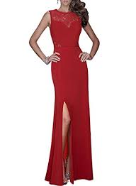 Missmay Womens Long Evening Wedding Bodycon Cocktail Party Dress L Red