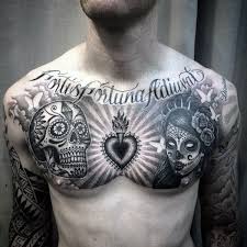 100 Sugar Skull Tattoo Designs For Men Cool Calavera Ink Ideas Chest Piece Tattoos Skull Tattoo Design Sacred Heart Tattoos