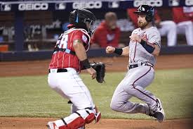 Was having a great season and leading the team in acuña hurt his knee going for a fly ball saturday against the marlins. Jonpoxenwad01m