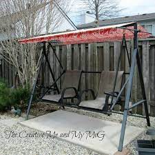 You can also add neat features like a covered icebox for cold drinks. Upcycling Patio Chairs Into A Garden Swing Seat Garden Swing Seat Garden Swing Patio Swing