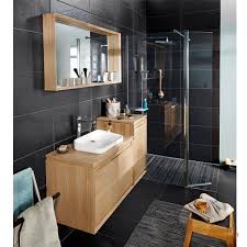 Idee Cadre Bois Miroir Servant Aussi D Etagere Salle De Bain Grise Meuble Salle De Bain Salle De Bains Moderne