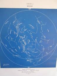 August Constellations Star Chart Zodiac Sign Vintage