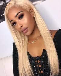 Half Black And Blonde Hair Wig Brazilian Hair 613a White Blonde Color Glueless Full Lace Wig Gfl16 Wowafrican Com Blonde Hair Girl Wig Hairstyles Brazilian Straight Hair