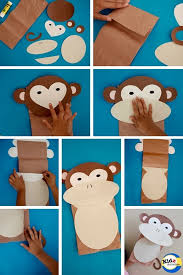 monkey paper bag puppet with free template how to make it