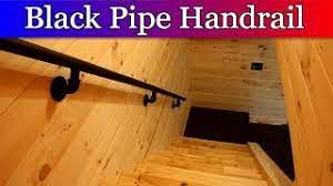 Wrought iron handrail black stair fits 1 or 3 steps hand rails for outdoor steps. Black Pipe Staircase Handrail Youtube