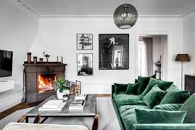 We had a very pleasant stay at freys hotel spacious room with three regular beds (not a bed sofa) a sofa to. Green Velvet Sofa And Large Library Apartment In Stockholm 123 Sqm Photos Ideas Design