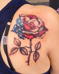 Black And White Small American Flag Tattoo American Flag Rose Done Moonlighttattoo Rosetattoo Americanflag Americanflagtattoo Patriotictat Mikehessingert Tattoos For Guys Foot Tattoos Neck Tattoo