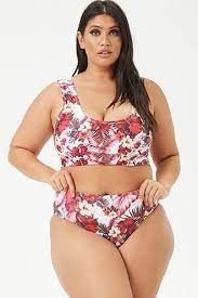 Plus Size Swim Bikinis High Waisted Plus Curve Forever 21 Tropical Print Bikinis Print Bikini Printed Bikini Bottoms