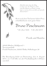 ↑ henri poschmann, unter mitarbeit von rosemarie poschmann (herausgeber): Traueranzeigen Von Bruno Poschmann Trauer Mt De