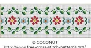 Flower Border 4 Free And Easy Printable Cross Stitch Pattern Cross Stitch Patterns Stitch Patterns Mini Cross Stitch
