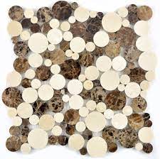 Nur bei fliesen24™ zum bestpreis einfach und bequem online bestellen. Mosaik Netzwerk Mosaik Fliese Marmor Natursteinmosaik Beige Braun Rund Marmor Botticino Emperador 42 1312