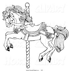 Carousel Horse Clip Art Clip Art Of A Coloring Page Of A Carousel Horse Decorated In Bows And Horse Coloring Pages Horse Coloring Animal Coloring Pages