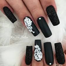 Acrylic Black And Gray Nails Pin By Kat Martinez On Nails 19 Coffin Nails Designs Goth Nails Rhinestone Nails