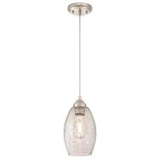 Westinghouse 1 Light Brushed Nickel Mini Pendant 6105700 The Home Depot Glass Pendant Light Pendant Light Fixtures Mini Pendant Lights